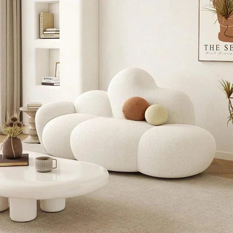 Aroma Homes Cloud Shape Accent Sofa - Modern Plush Bubble Sofa Chair with Soft Bouclé Fabric (White, 3-seater) - Image 2